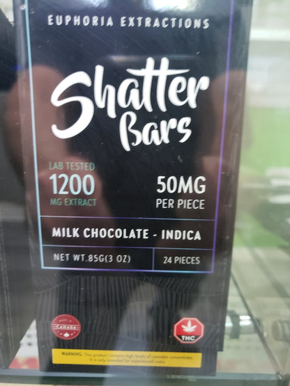 euphoria extractions milk chocolate indica shatter bars 1200mg